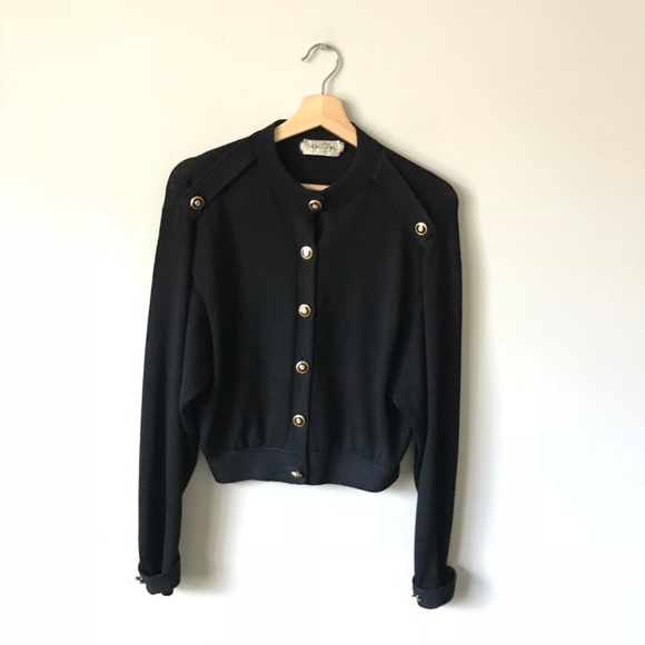 St. John Sweaters - Vintage St. John Cardigan Sweater Wool Black